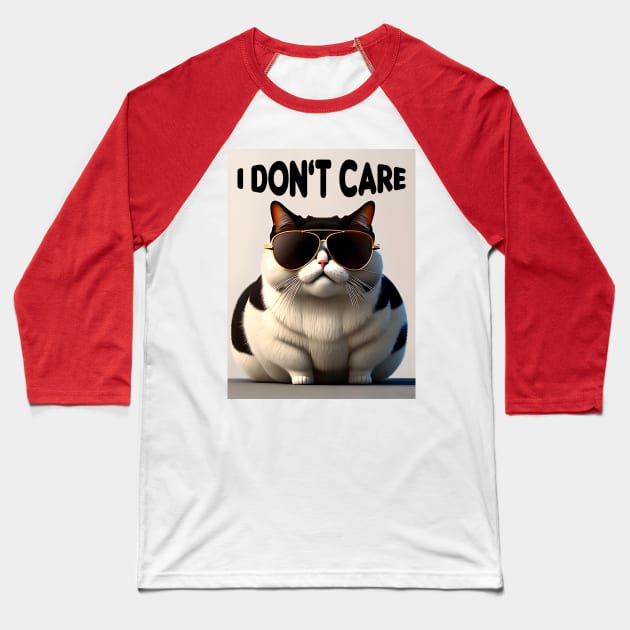 fat cat with glasses Baseball T-Shirt by Mulyadi Walet